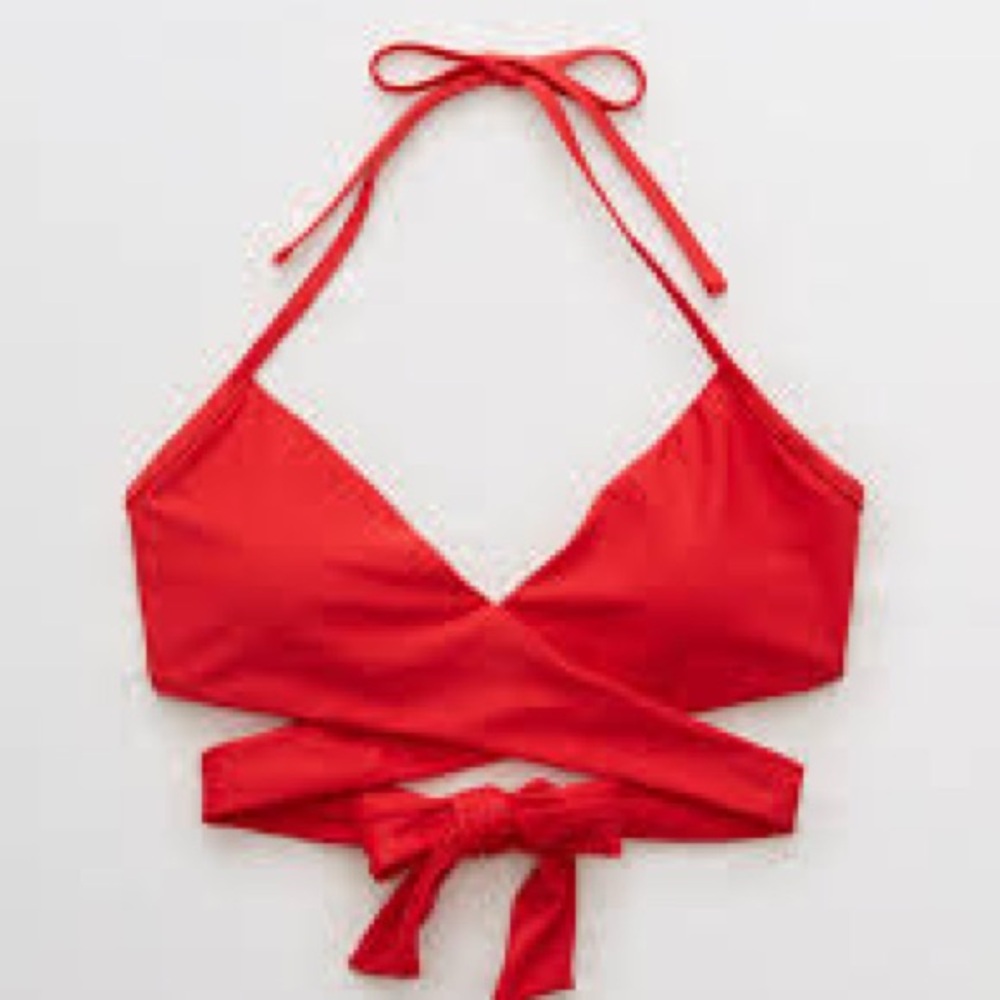 Aerie Red Scoop Cross Bikini Top